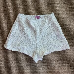🤍 Francesca's Miami Boho White Crochet Shorts
